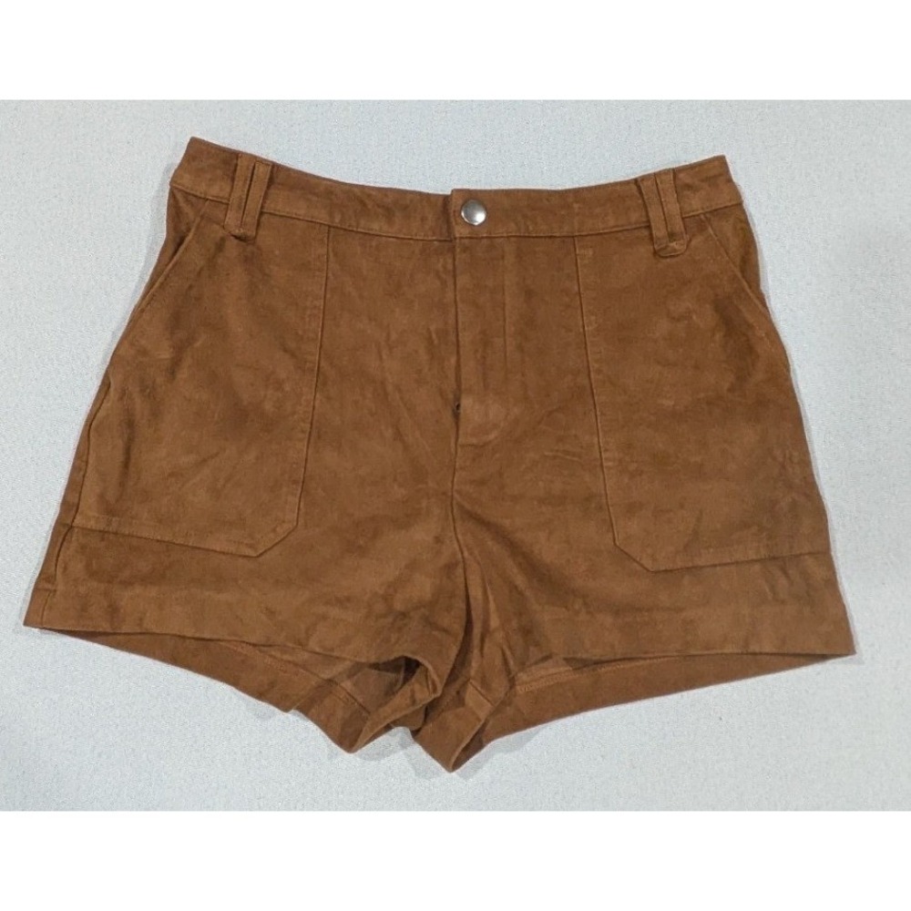 Abercrombie & Fitch Shorts Women 8 Brown Faux Suede High Rise Patch Pocket
